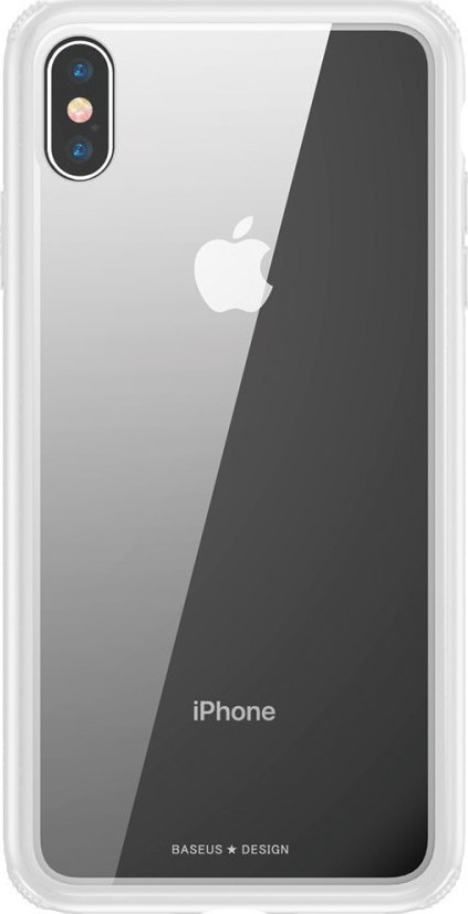 ΘΗΚΗ BASEUS SEE-THROUGH GLASS + SOFT TPU HYBRID ΓΙΑ IPHONE XS MAX 5.8 INCH – WHITE - Photo 1