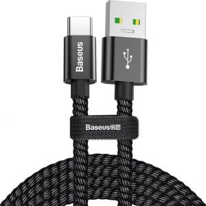 Baseus durable nylon cable USB / USB cable Type C QC3.0 5A 1m Μαύρο (CATKC-A01) - Photo 1