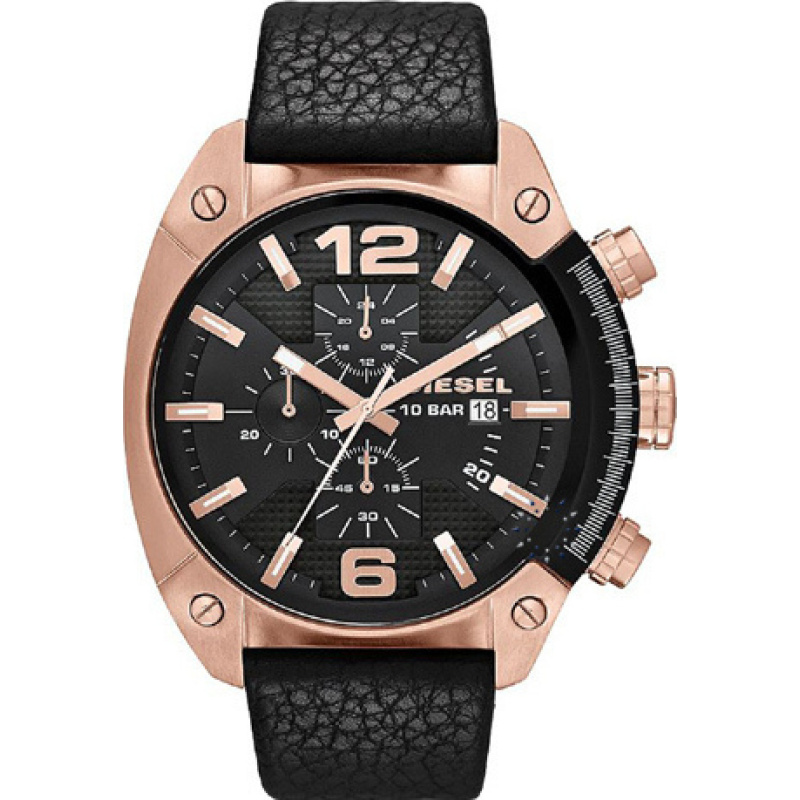 Diesel Overflow Black Leather Strap Chronograph DZ4297 - Photo 1